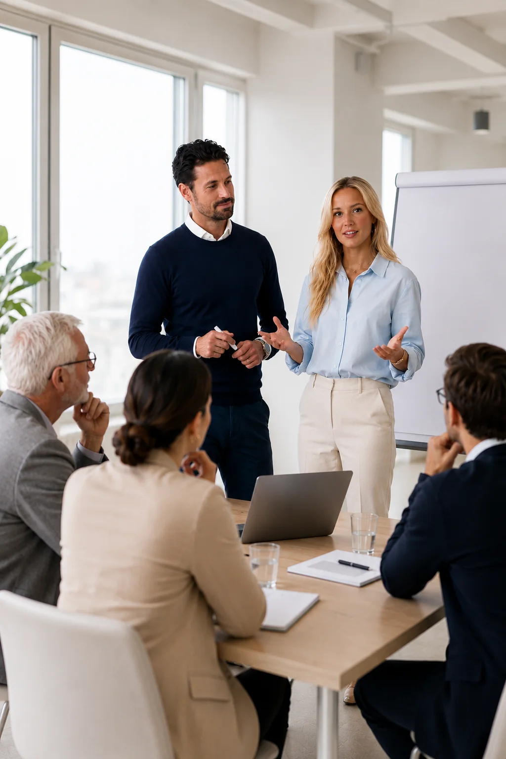 Ägare och chefer i samtal under en praktisk AI-workshop i Süderbrarup